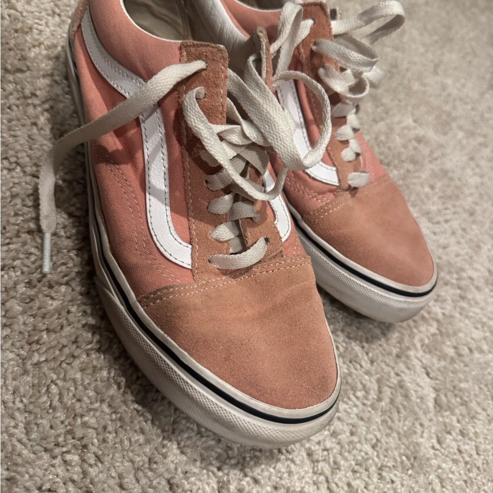 Vans Women's Pink and White Sneakers